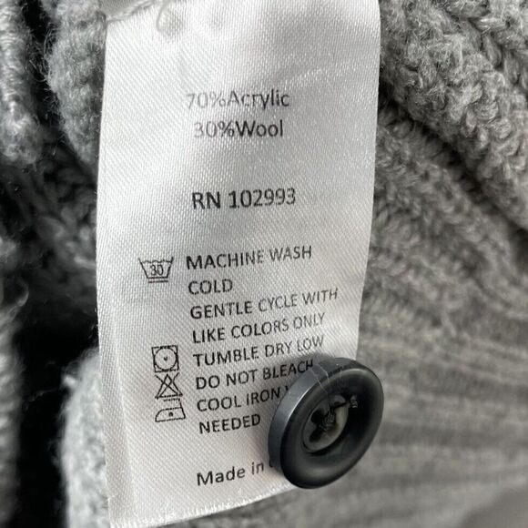 THAKOON Cardigan Womens Large L Gray Braided Cable-Knit Sweater Wool-Blend - Picture 8 of 8